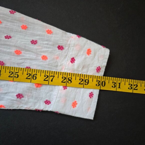 Ann Taylor Loft Polka Dot Tie Front White w Violet Coral - Sz L - Picture 12 of 12